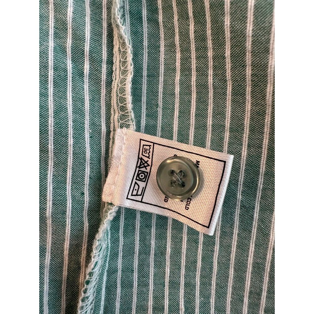 Monrow Poplin Oversized Shirt Striped Cactus Green Large - Picture 7 of 8